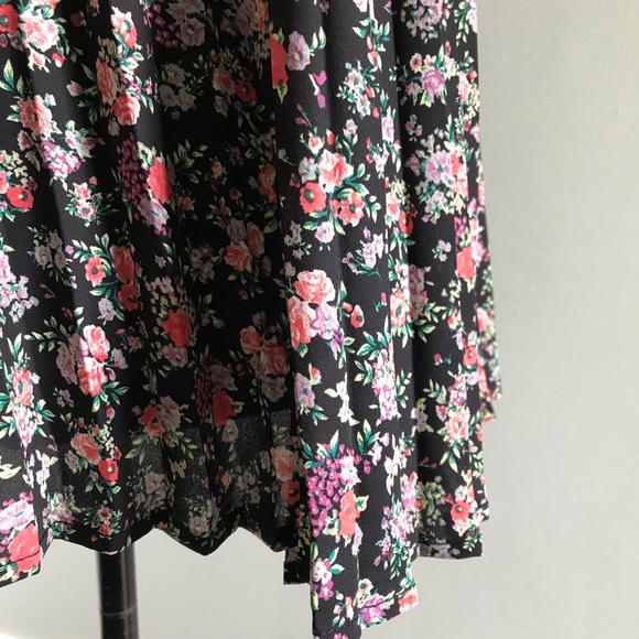 Black multicolor pink Floral pleated midi skirt - Picture 4 of 10